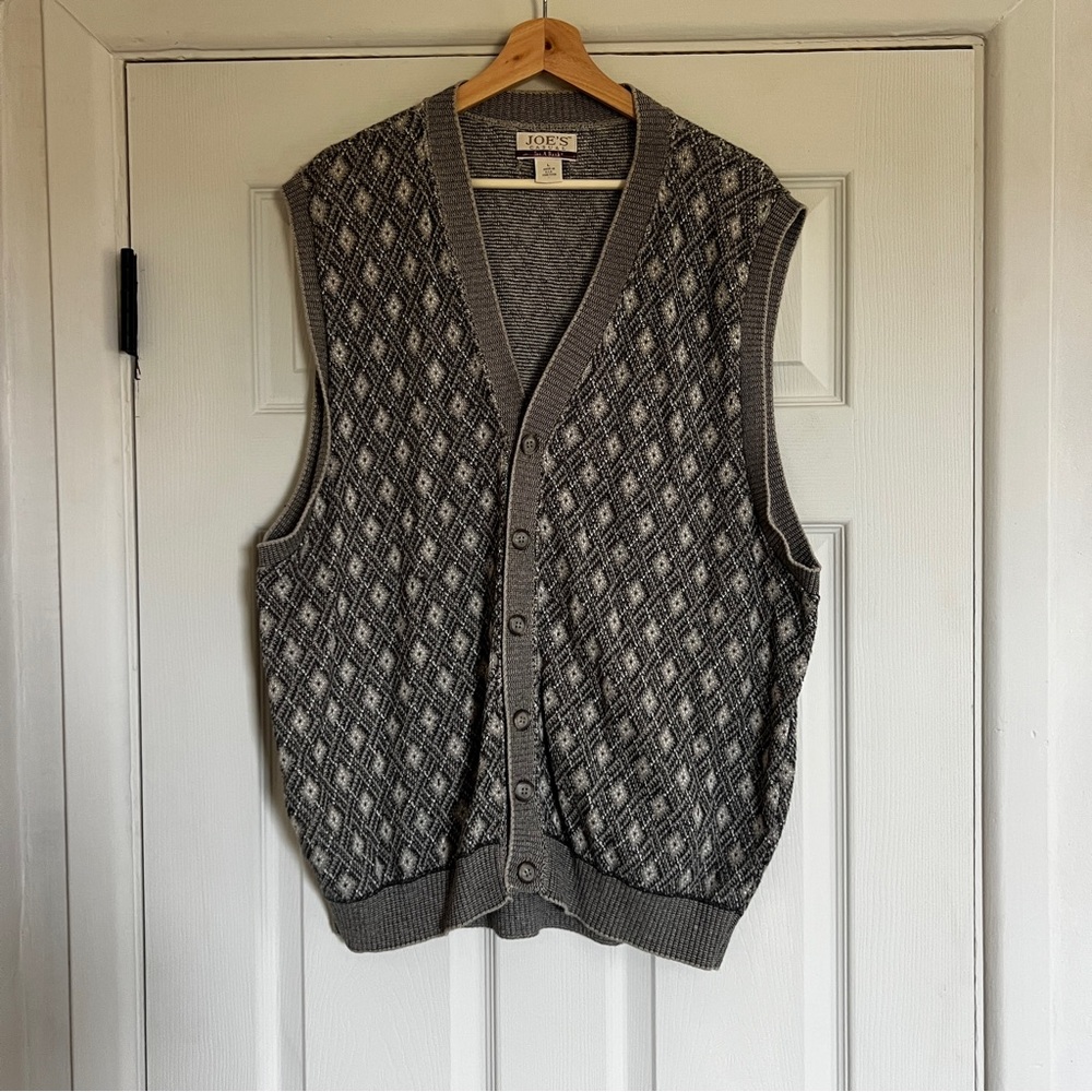 Joe's Jeans Gray Knit Vest with Diamond Pattern